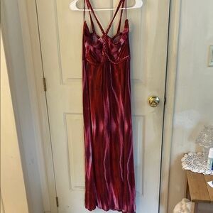 Red and Pink Strappy Maxi Dress